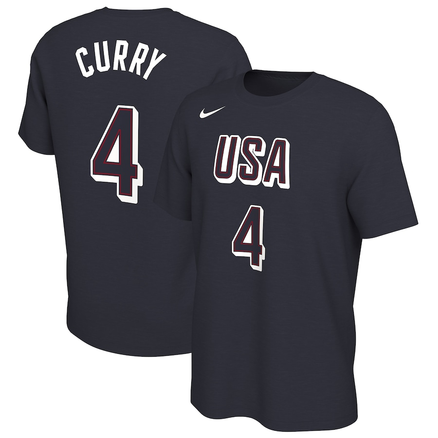 Men 2024 Paris Olympics USA basketball #4 Curry black T shirts